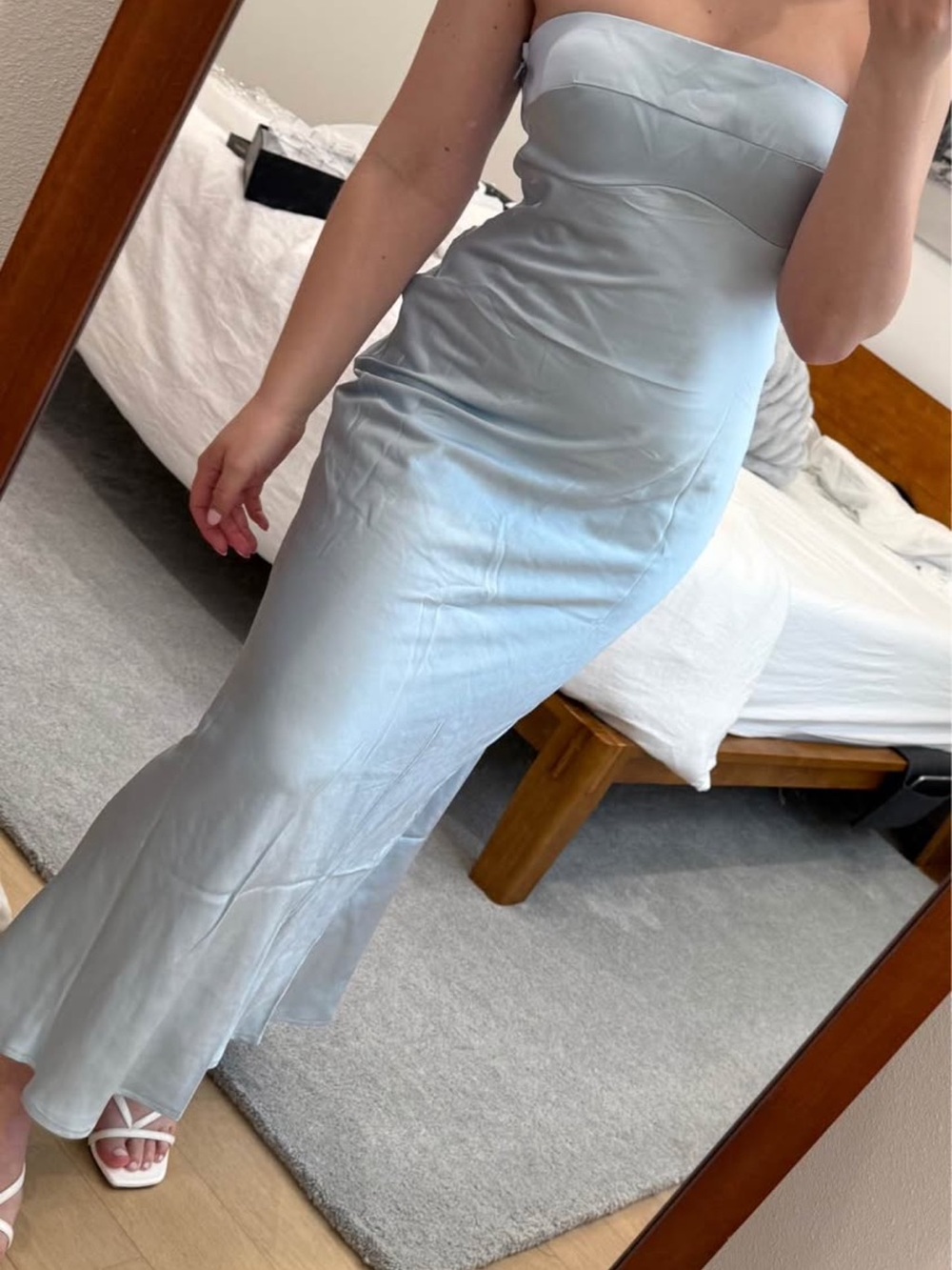 Strapless Light Blue Maxi Dress